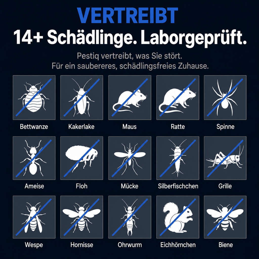 Übersicht der mit PESTIQ vertriebenen Schädlinge